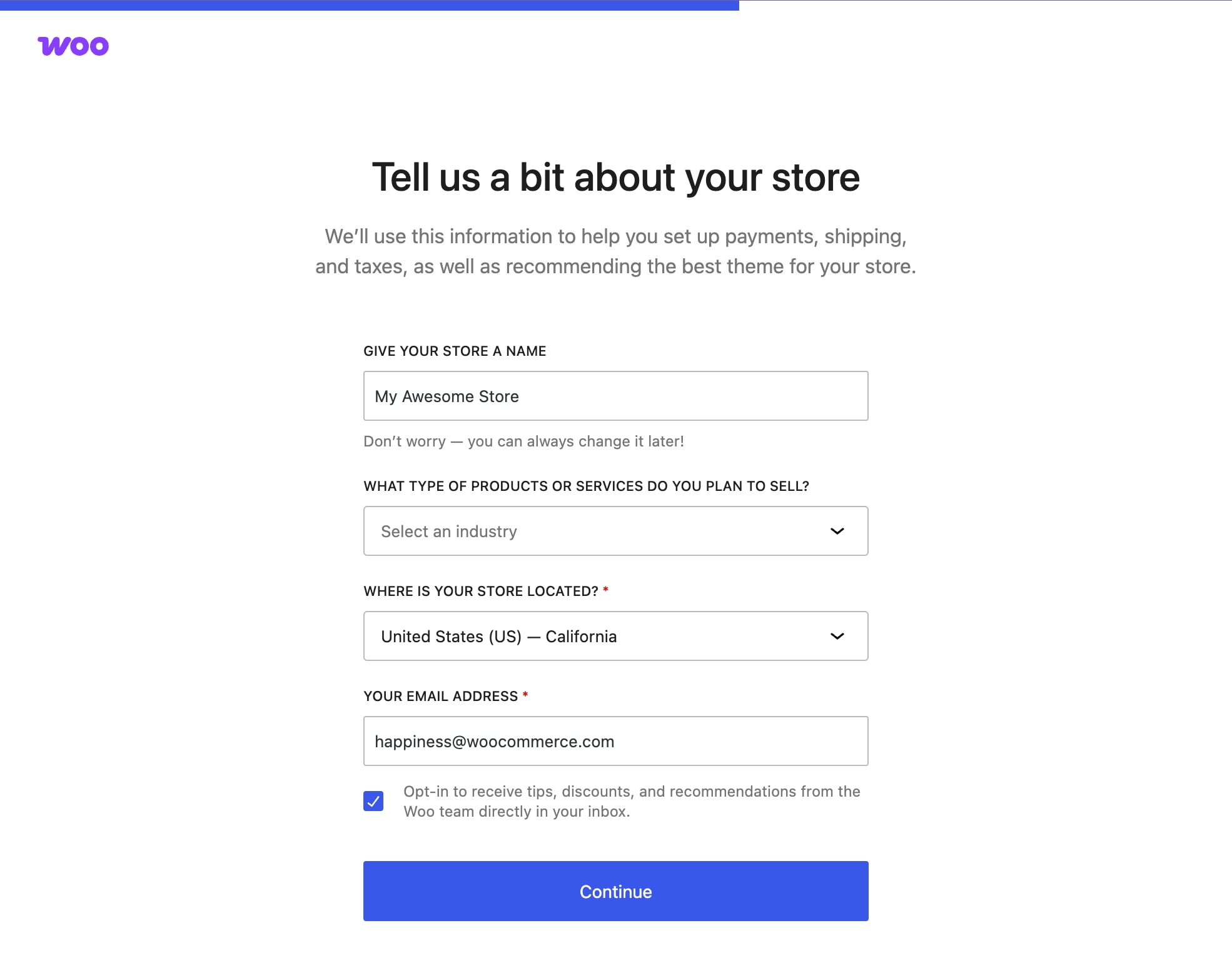 Screenshot of WooCommerce - Onboarding Wizard project